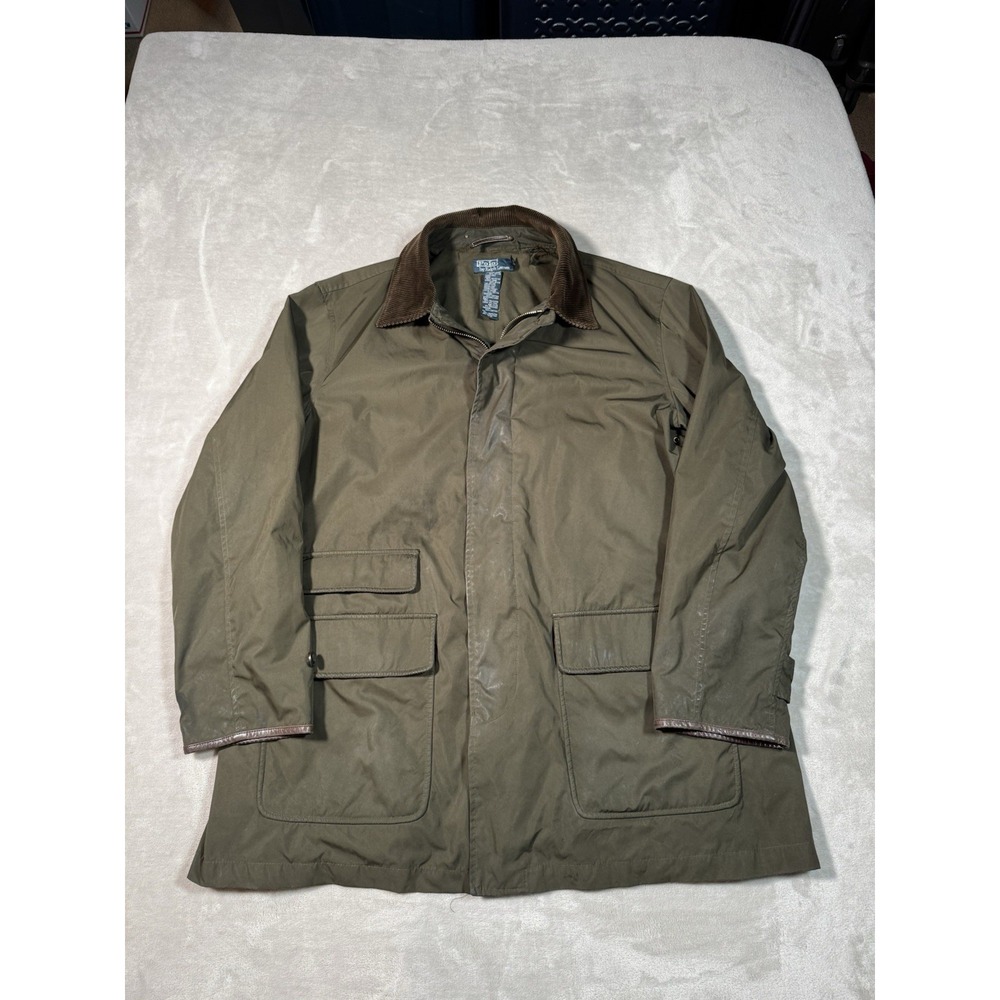 Vintage Polo Ralph Lauren Barn Coat Jacket Size XL Green Corduroy Collar